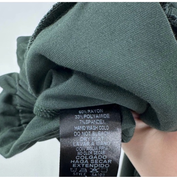 RESET BY Janet Forest Green paper-bag High waist Slim Tie Pants - Picture 2 of 9